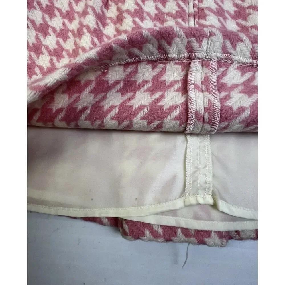 Paul & Joe For Target Wool Mini Skirt Women's 7 Pink Houndstooth Academia Preppy